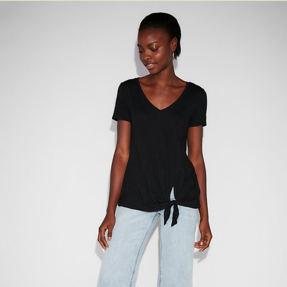 One Eleven Slub Tie Front V-Neck Slim Tee